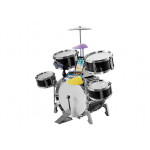 Súprava bubnov so stoličkou, karaoke, mikrofónom, USB - čierna